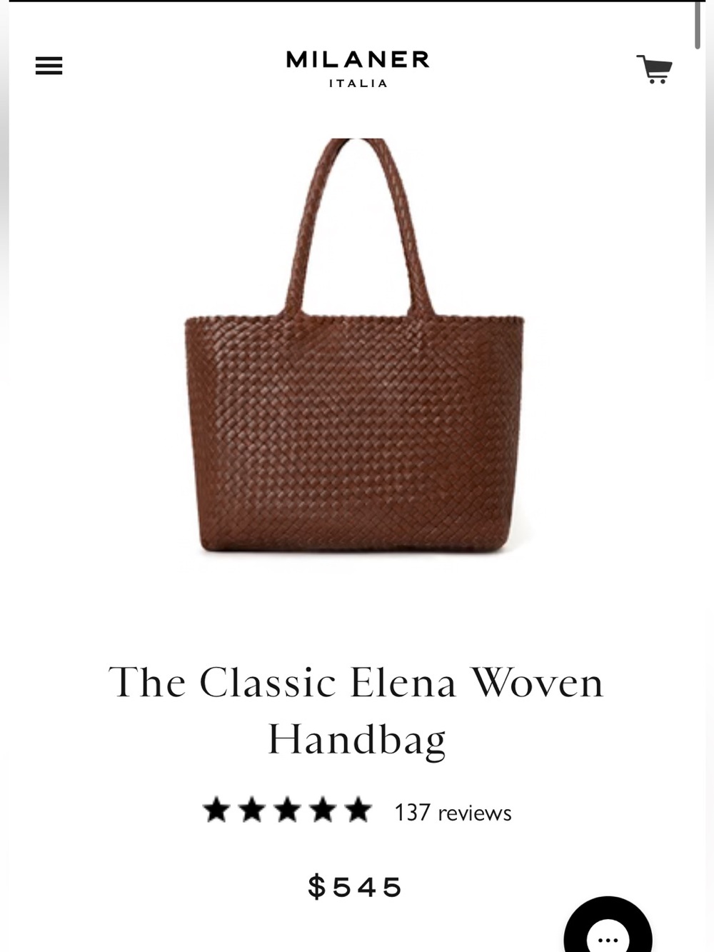 Milaner Classic Elena Woven Bag Mocha Napa